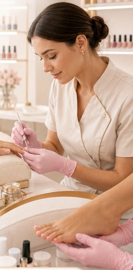 Nail therapist giving a manicure