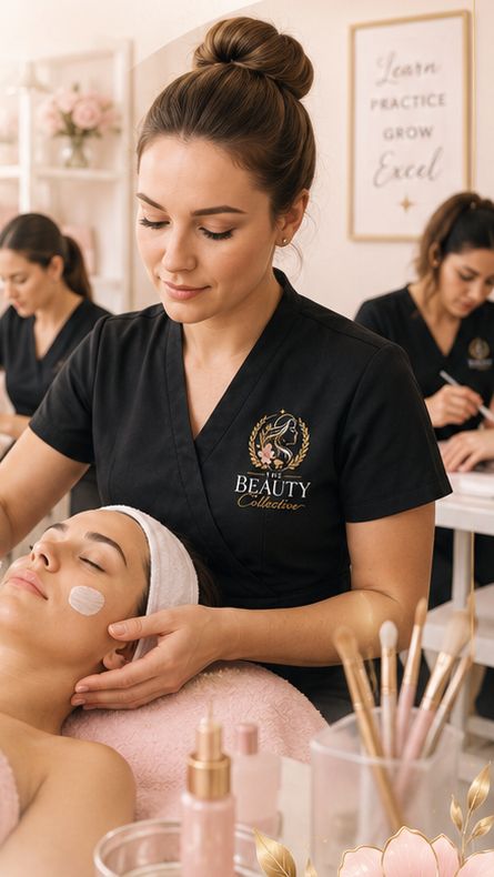 Learner giving a facial treatment